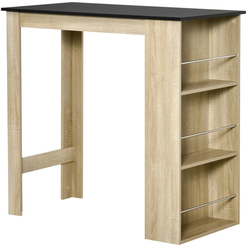 AliExpress - HOMCOM Table de bar table haute de cuisine mange-debout comptoir - dim. 112L x 57l x 106H cm - 3 étagères - aspect chêne clair n
