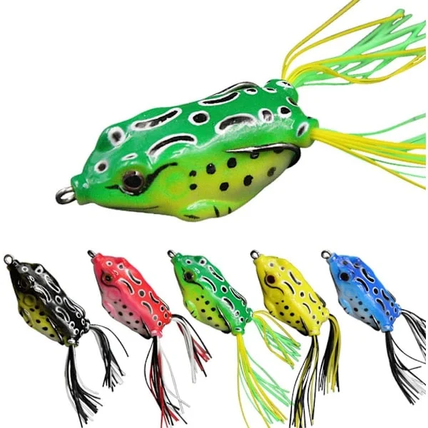 5 st Crank Frog Groda, Mjukt Fiskedrag 3D Öga Groddrag Simulera lutia bete groda falskt bete