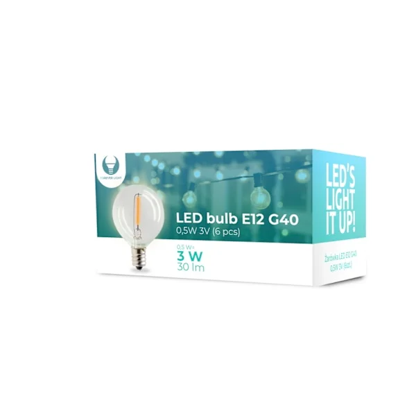 Forever Light LED-lampa E12 FL-1B G40 0.5W 3V 30lm klar 6st