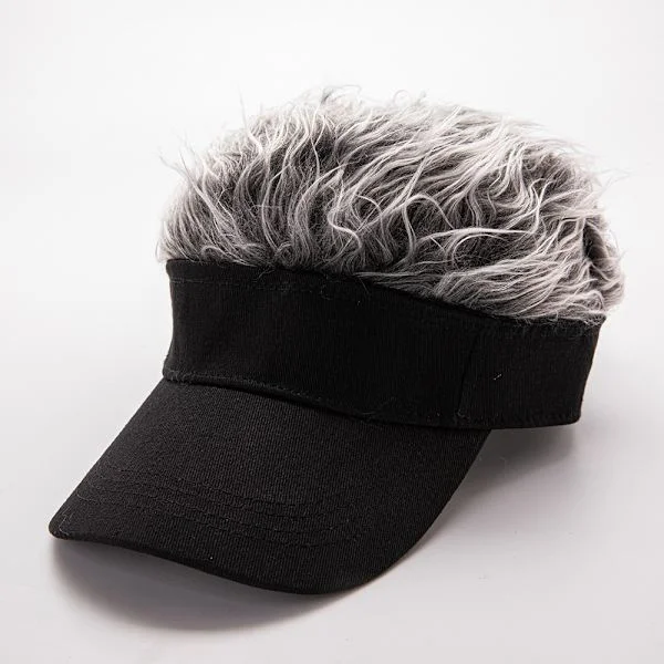 B Men's Hats with Funny Hair, Cap with Fake Hair for Men, Guy Fieri Wig Hat, Adjustable Baseball Cap