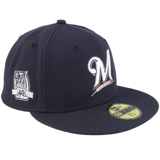 New Era - Milwaukee Brewers 59FIFTY Echo Navy/Pink Fitted Fitted Blue Cap - MLB @ Hatstore