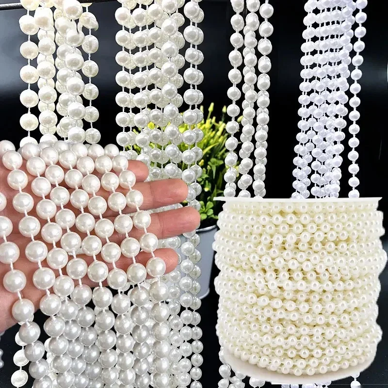 AliExpress - 2/5/10 Meter Perlenkette Imitationsperlen Kette Handwerk Elfenbein Faux Perlen 3/4/5/6/8mm Angelschnur Perlengirlande Dekor