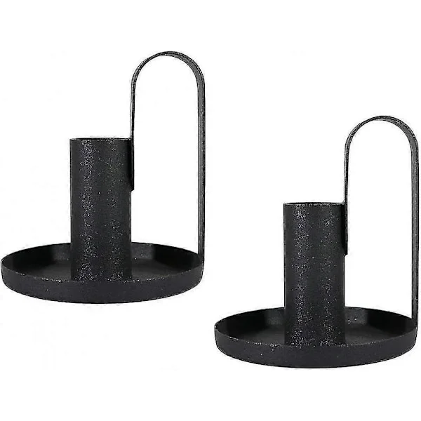 Ljusstake, Ljusstake Chamberstick Ljusstake, Svart Ljusstake För Avsmalnande Ljus, Retro Smidesjärn Ljusstake För Bröllop