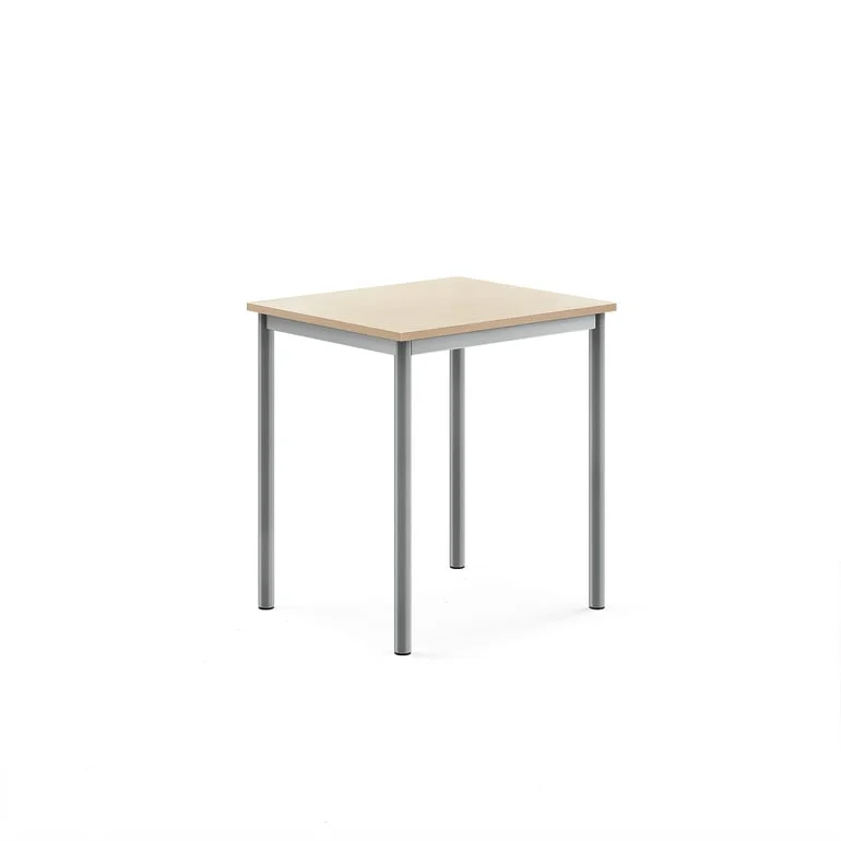 SONITUS Bord, 700x600 mm, Bjørk Laminat, Sølv Stativ - Lyddempende Skolebord - AJ Produkter