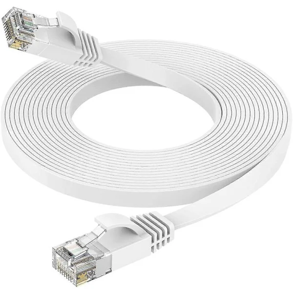 15m høyhastighets Ethernet-kabel, flat Cat 6 nettverkskabel med RJ45-kontakter, lang LAN-kabel med klips