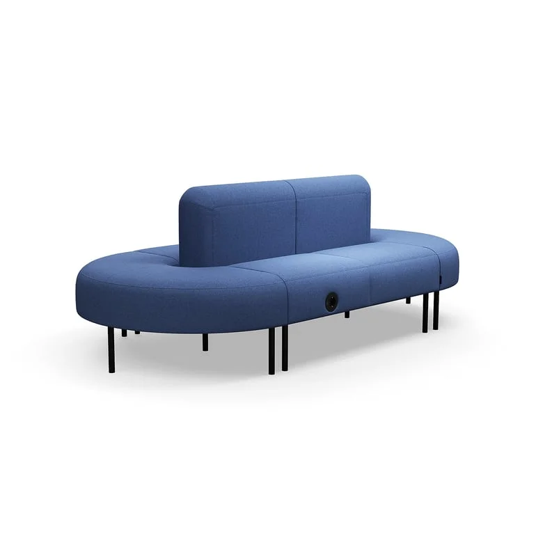 Sofa VARIETY, lukket kurve, med USB-stik, stof Pod CS, blå