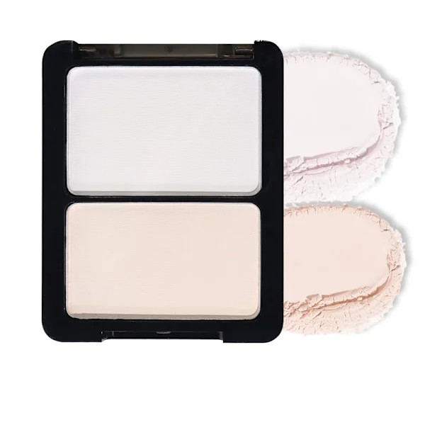 2 färger matt ögonskugga highlighter palett, vit & elfenbensbeige ansiktsögonskugga highlightpuder, långvarig naturlig lyster för äldre kvinnor, 