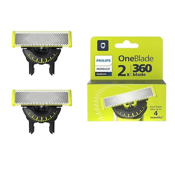 Philips Norelco OneBlade 360-terä, alkuperäinen vaihtoterä OneBlade-sähköparranajokoneeseen ja -trimmeriin, trimmaa ja ajaa, QP430/80