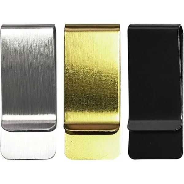 3 stycken sedelklämmor, anteckningsboksmappar för kontanter, dokument, sedlar, visitkort, kreditkort, Guld silver svart, qianjia