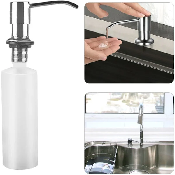 Stainless Steel Sink Soap Dispenser, Extended Silicone Hose, Clean Soap Dispenser (Brushed Sink Soap Dispenser)