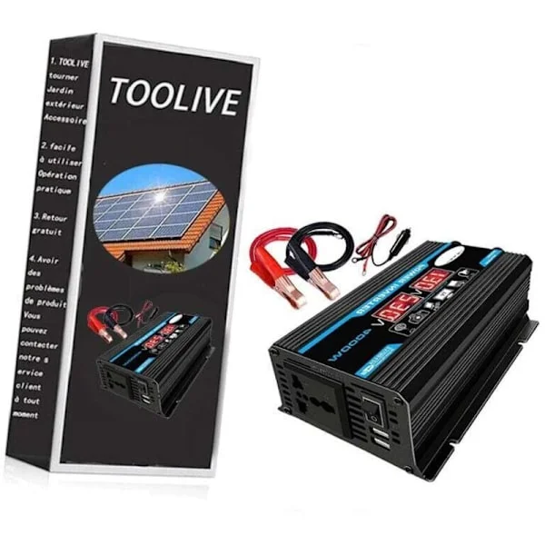 4000W Ren Sinusvågsomvandlare, 12V DC till 220V AC, Fjärrkontroll, 2 AC-uttag, för Husbil, Bil & Lastbil