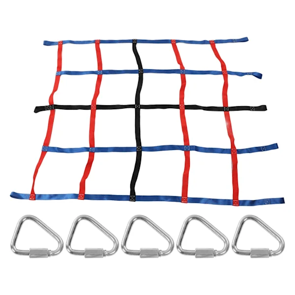 3 farger klatrenett for barn 300 kg lastekapasitet 1,85x1,45 m høyfast polyester klatrenett for utendørs bruk
