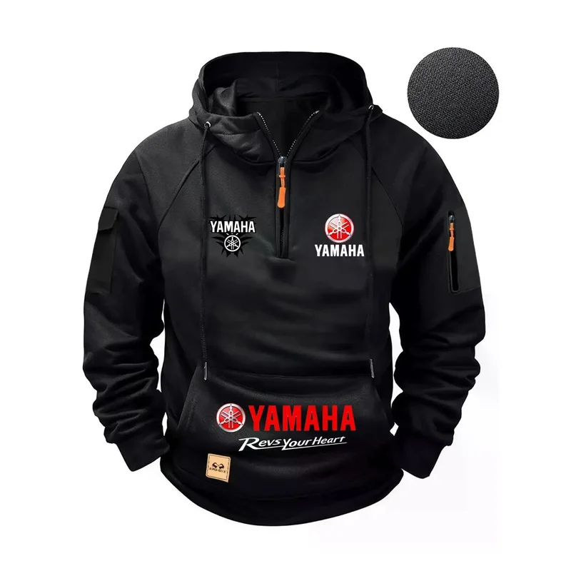 AliExpress - Nouvelle veste décontractée moto à capuche en polaire épaisse pour homme, style rétro, collection automne-hiver 2026 Yamaha