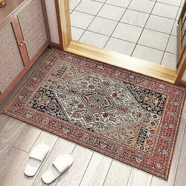 Non-slip Indoor Doormats, Washable Water-absorbing Dirt-repellent Doormat Retro Persian Rug, 40x60cm/50x80cm E 40 x 60 cm E