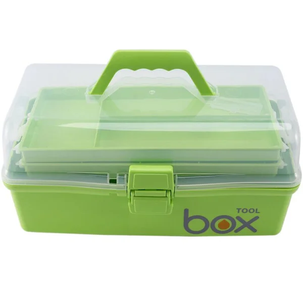 Green multi-layer medicine box plastic storage box portable plastic storage box office supplies storage box