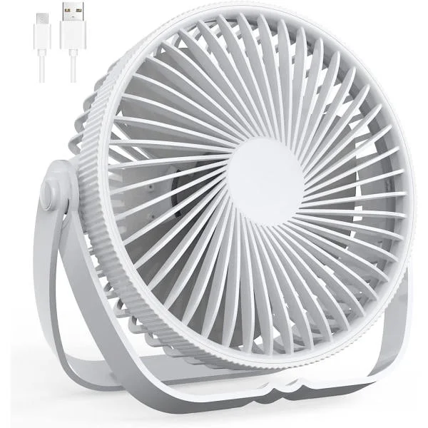 IC USB-vifte, 3-hastighets skrivebordsvifte, 360° justerbar stille vifte, bærbar vifte for kontor, soverom, bil, reiser Hvit