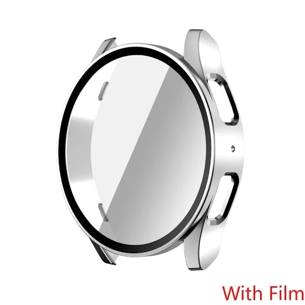Herdet glass+deksel til Samsung Galaxy Watch 7 44mm 40mm skjermbeskytter Allsidig støtfangerdeksel til Galaxy Watch 7FE 40 44mm Sølv Til Watch 7 4