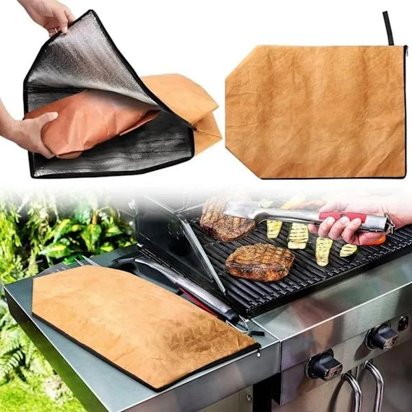 Återanvändbar isolerad grillfilt, grillväska med dragkedja för utomhusgrillning