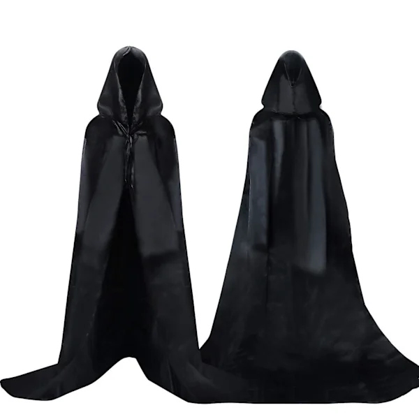 Svart Kappa med Huva Darth Vader Kappa Medeltida Kappa Kappa Rock Satin Karneval Halloween Juldräkt Vuxna (L)[ZHE]