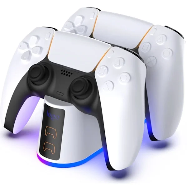 PS5-laddningsstation, PS5-kontroll laddningsstation med justerbart ljus, snabbladdningsdocka för Playstation 5-kontroll, PS5-laddningsstativ för 