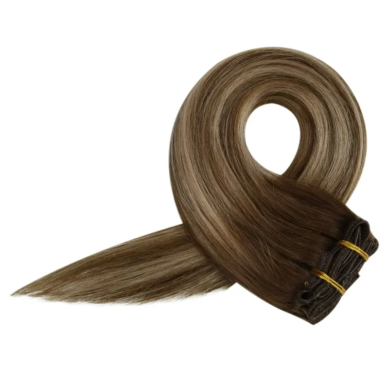 AliExpress - Volledige Glans Human Hair Extensions Clip in Hair Extensions Echt haar 7 STKS 105G Dubbele Inslag Hair Extensions Echt haar Voor Vrouw
