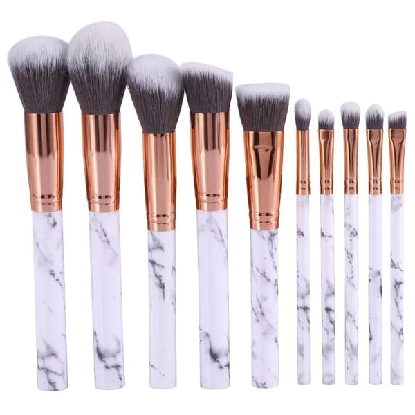 10 stk Professionelle makeup børster, makeup sæt, marmor