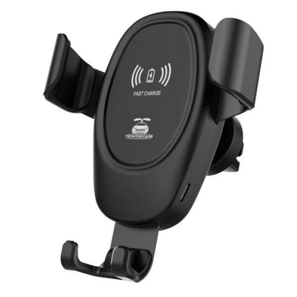 Trådløs Biloplader QI Mobiloplader med Mobilholder til Bil sort