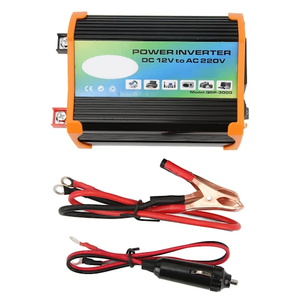300W Modified Sine Wave Car Power Inverter DC 12V to AC 220V Car Power Inverter with Dual USB Ports for Outdoor Travel Black