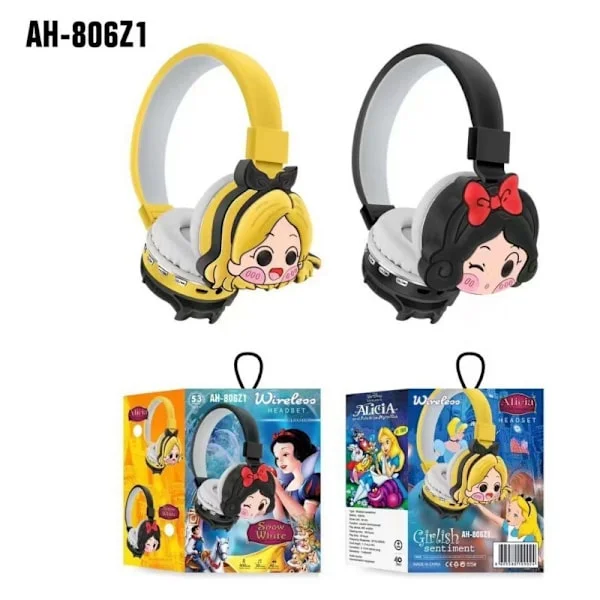 【YD】Princess Cartoon Bluetooth Headphones - Wireless Over-Ear Kids Headphones with TF Card Slot, Cute Disney Princess Earmuffs