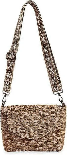 Straw Shoulder Bag, Woven Crossbody Bag Summer Beach Bags for Women, Handbag (Brown)