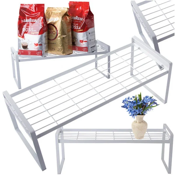 Kökshylla i metall 2 plan vit 51,5x21x18,5 cm för skåp/bänkskiva