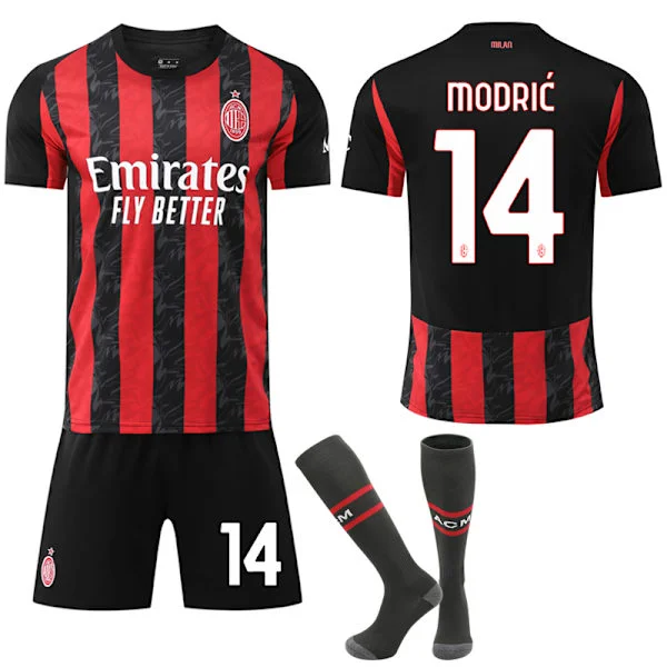 2025-2026 AC Milan Hemma Lasten Aikuisten Jalkapallopaita Sukkien Kanssa No.14 Modric 28_MGF