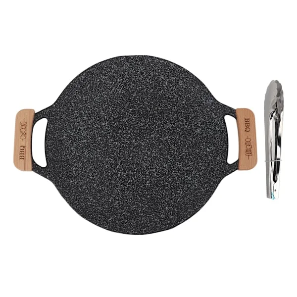 Rund Metal Nonstick BBQ Grill Pande Multifunktionel Udendørs Camping Grillplade