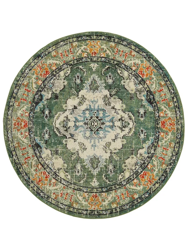 Leia Ø 150 Klein Groen Medaille Rond Vloerkleed
