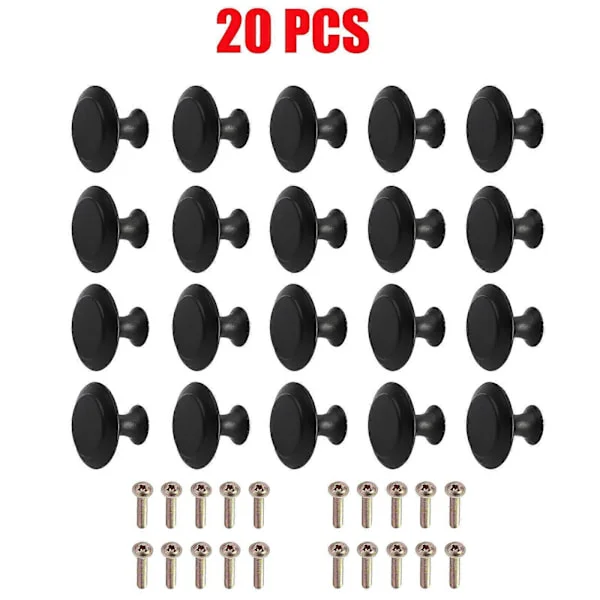 20-pack Mattsvarta Lådknoppar, Lådknoppar, Möbelknoppar, Byråknoppar, Knoppar för Kök, Skåp, Lådor, Byråar, Dörrar, Möbler