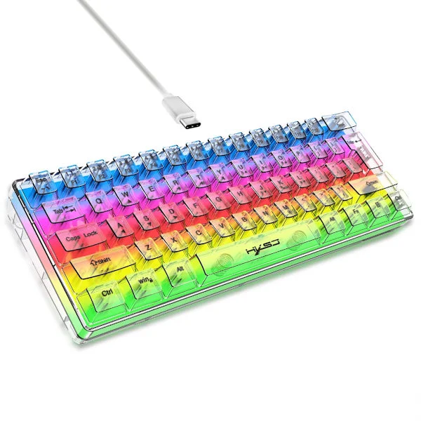 Vanntett Mini Kompakt Gamingtastatur 61 Taster Gamingtastatur RGB Bakgrunnsbelysning Ultra Kompakt Mini Tastatur for PC Gamer-FX-