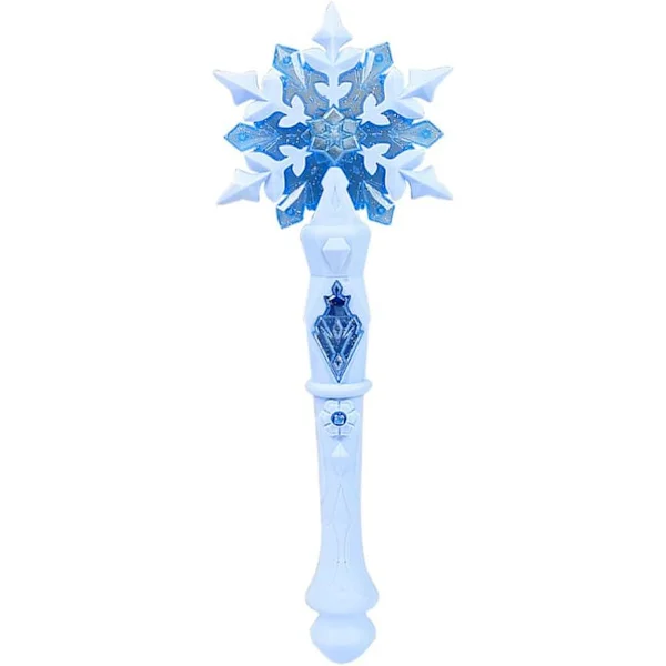 Lysande snöflingestav med ljud, musikalisk glödande feleksak för barn, flicka, prinsessa, festfavörer, julkostym, cosplay-tillbehör, blå