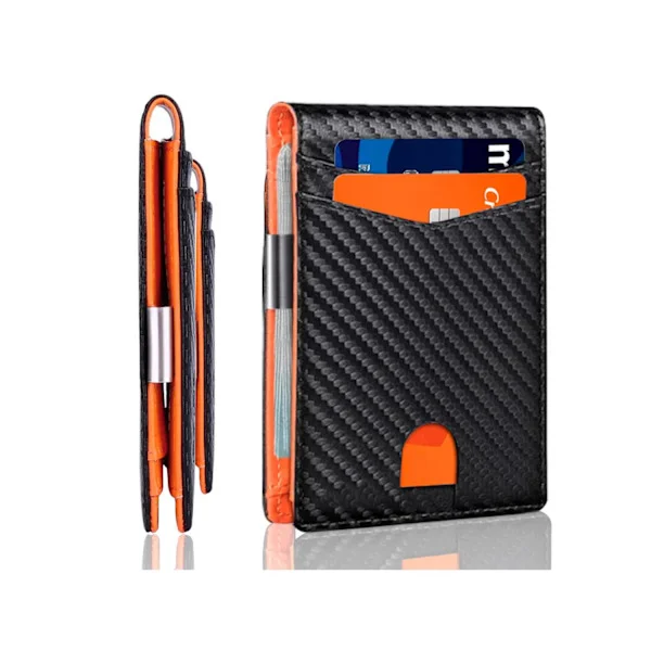 Slim Wallet for Men - Leather Money Clip Men's Wallet - RFID Protected Front Pocket Bifold Wallet - Minimalist Card Holder with Gift Box a6