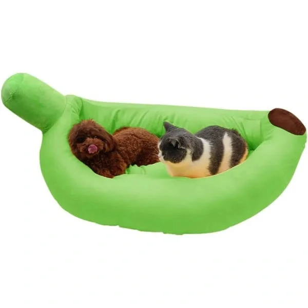 Creative Fluffy Banana Boat Cat Bed Banana Pet Bed Soft and Comfortable Dog and Cat Winter House Mattress Pet Supplies Puppies and Kittens