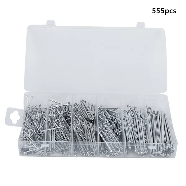 555 Piece Assortment of Cotter Pins Industrial Storage Case Fastener Kit Tool Set