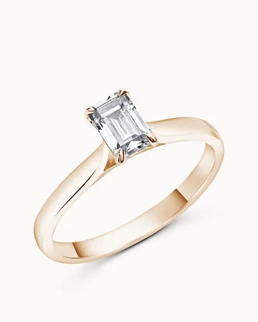 Solitaire Ring Andréa 18K Rose Gold 0.3 Carat Natural Diamond - Emerald-Cut Diamond - Engagement Rings & Wedding Rings from Vanbruun