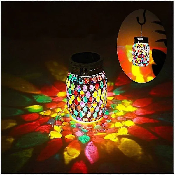 Mosaic Solar Lights, Utendørs Hengende Lykter, Oppladbare Mosaic Solar Lykter
