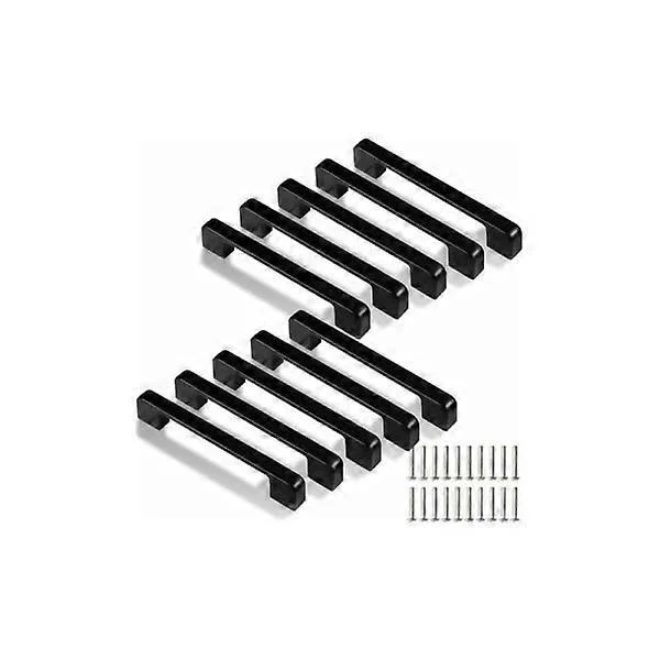 128mm Kitchen Handles, 10 Pcs Black Kitchen Cabinet Handles for Door, Drawer, Cabinet (With Screws)