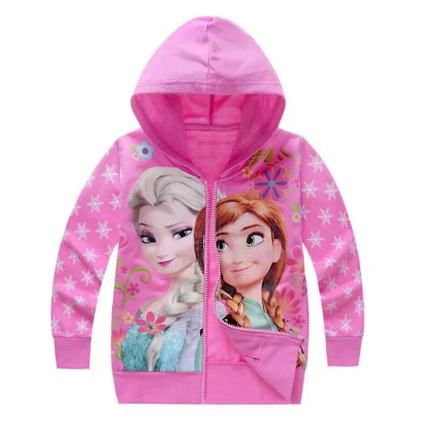 Barn Flickor Luvtröja med Frozen print Långärmad jacka med dragkedja med huva Tröja Lös casual Ytterkläder