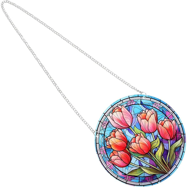 Europeisk som Mångsidig och Praktisk Heminredning Hängande Dekoration Klassiska Akryl Järn Tulpaner med Blommotiv för Fönsterbräda -