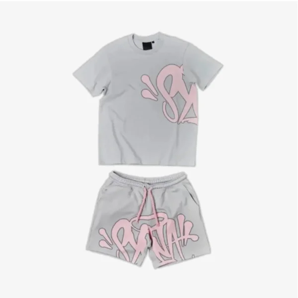 Syna World Men's Short Sleeve T-shirt & Shorts Casual Outfit Set Summer Tracksuit DD D[GPA]