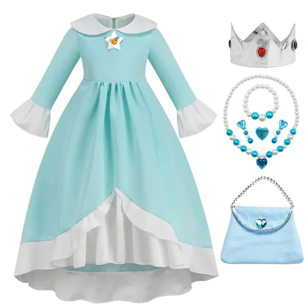 Daisy Prinsesse Kjole Jente Tegnefilm Film Cosplay Kostyme Sommer Barn Oransje Festklær 2-10 År Halloween Maskeradeklær Rosalina Sett