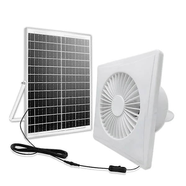 Högvarvig Tyst Solcellsfläkt med 8W Panel, Solcellsfläkt för Ventilation av Hönshus, Grön