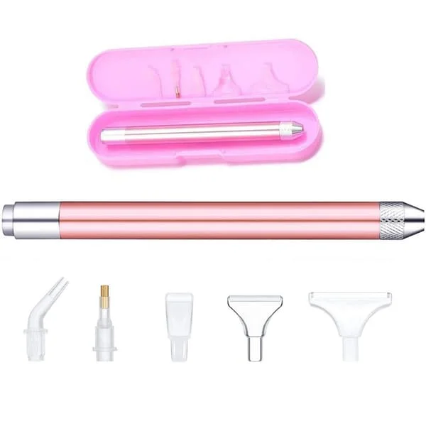 Gold DIY Diamond Painting Pen with Light, 5D Diamond Painting LED Lighting Point Drill Art Applicator Pen, Jewelry Art Wax Picker Nail Accessories and