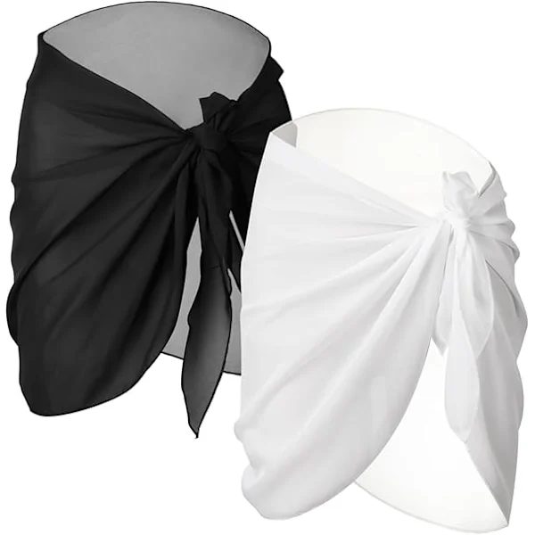 2 stycken Dam Strand Sarong Omlott Chiffong Baddräkt Omlottkjolar